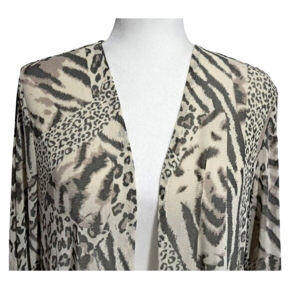 Chicos Mixed Leopard Zebra Print Open Front Cardigan Size 3 (XL) Boho - Picture 6 of 10